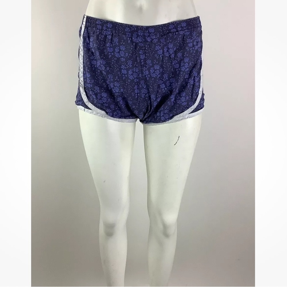 Ann Mashburn Sz XS Poplin Track Shorts Floral Print Blue 100% Cotton Pullon